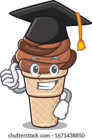 A picture of chocolate ice cream with black hat for graduation ceremony