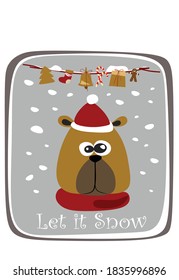 picture Christmas bear, snow and gifts