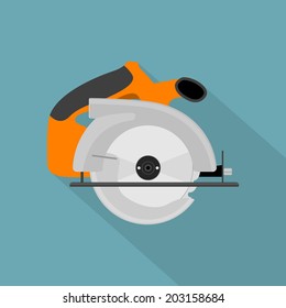 picture of circular saw, flat style icon