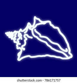 The picture of the clam shell. Icon with the effect of neon glow. Vector image.