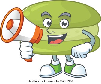 A picture of coconut macarons with a megaphone