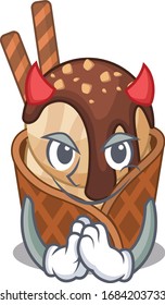 A picture of coffee ice cream in devil cartoon design