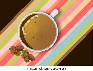 Picture of a coffee mug above on a bright pink gradient background.