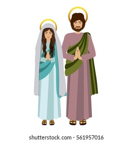 picture colorful virgin mary and saint joseph praying