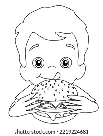 picture coloring illustration for kids hamburger