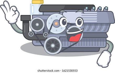A picture of combustion engine making an Okay gesture