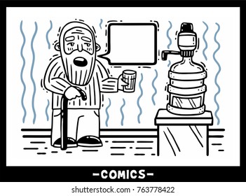 picture comic old man needs more drinking water