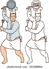 picture comical cook no pants coloring set