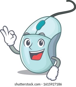 A picture of computer mouse making an Okay gesture