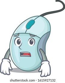 A picture of computer mouse showing afraid look face