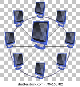 Picture of a computer network on a transparent background