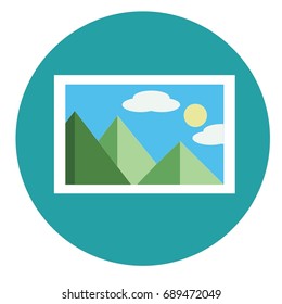 picture concept - picture icon illustration isolated on green background and copyspace
