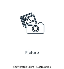 Picture concept line icon. Linear Picture concept outline symbol design. This simple element illustration can be used for web and mobile UI/UX.