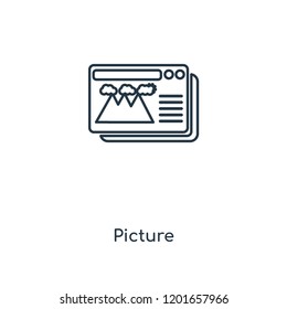 Picture concept line icon. Linear Picture concept outline symbol design. This simple element illustration can be used for web and mobile UI/UX.