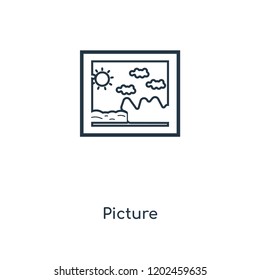 Picture concept line icon. Linear Picture concept outline symbol design. This simple element illustration can be used for web and mobile UI/UX.