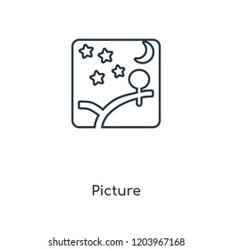 Picture concept line icon. Linear Picture concept outline symbol design. This simple element illustration can be used for web and mobile UI/UX.