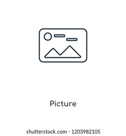Picture concept line icon. Linear Picture concept outline symbol design. This simple element illustration can be used for web and mobile UI/UX.