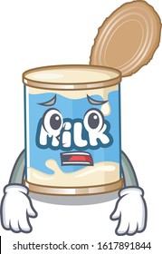 A picture of condensed milk showing afraid look face