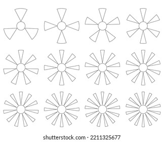 The picture consists of circles and triangular arcs.