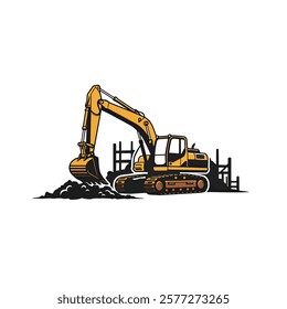 A Picture of a Construction Vehicle That is Digging.