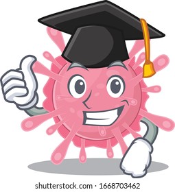 A picture of corona virus germ with black hat for graduation ceremony