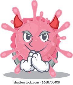 A picture of corona virus germ in devil cartoon design