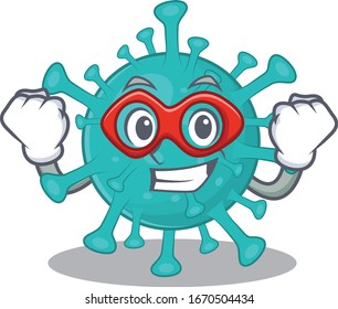 A picture of corona zygote virus in a Super hero cartoon character