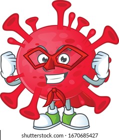 A picture of coronavirus amoeba dressed as a Super hero cartoon character