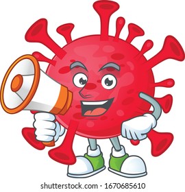 A picture of coronavirus amoeba with a megaphone