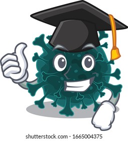 A picture of coronavirus COVID 19 with black hat for graduation ceremony