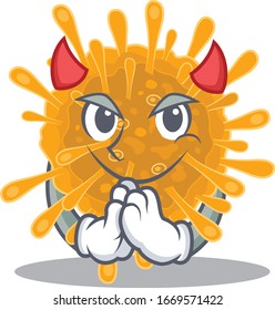 A picture of coronavirus in devil cartoon design
