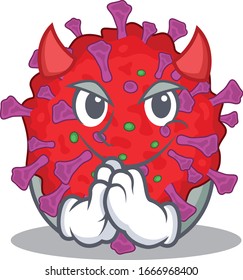 A picture of coronavirus particle in devil cartoon design