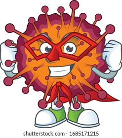 A picture of COVID19 syndrome dressed as a Super hero cartoon character