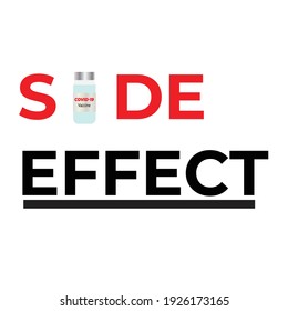 A picture  of Covid-19 vaccine with side effect word.