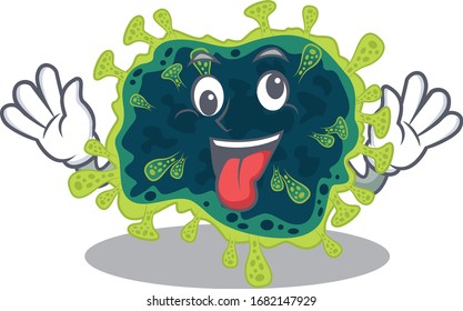 A picture of crazy face beta coronavirus mascot design style