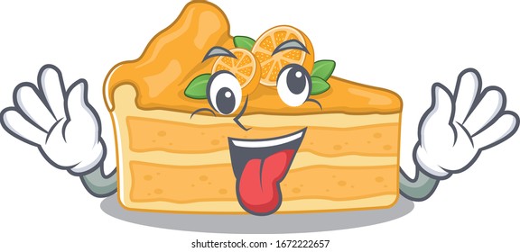 A picture of crazy face cheesecake orange mascot design style