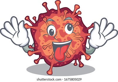 A picture of crazy face contagious corona virus mascot design style