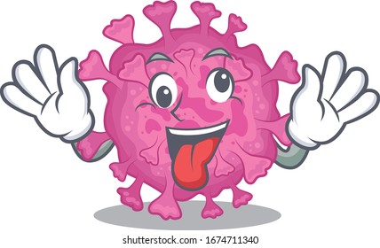 A picture of crazy face corona virus organic mascot design style