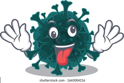 A picture of crazy face coronavirus COVID 19 mascot design style