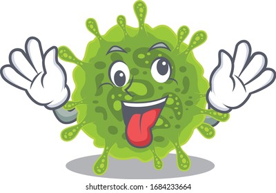 A picture of crazy face coronavirus mascot design style