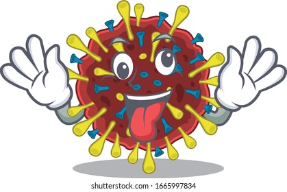 A picture of crazy face coronavirus molecule mascot design style