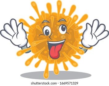 A picture of crazy face coronaviruses mascot design style