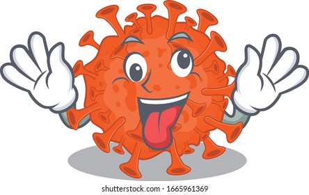 A picture of crazy face electron microscopy coronavirus mascot design style