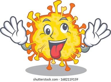 A picture of crazy face minacovirus mascot design style