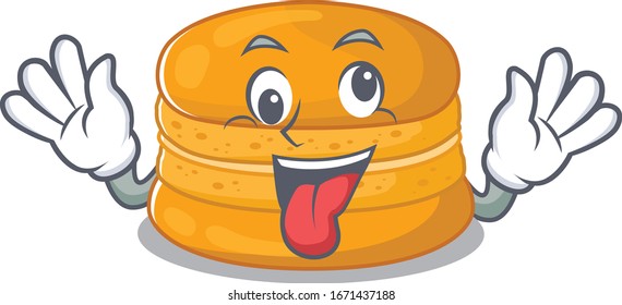 A picture of crazy face orange macaron mascot design style