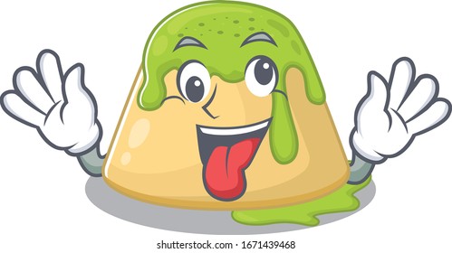 Una imagen de cara loca con un estilo de diseño de mascota de té verde
