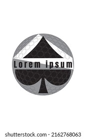 PICTURE OF CREATIVE LOGO AS OF SPADE AND GOLF BALL 02. COLOR BLACK WHITE. VECTOR TEMPLATES