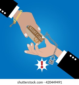 a picture of credit card come with chain locked from credit card owner key.