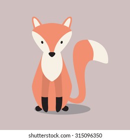 Picture of a cute fox. Vector illustration.