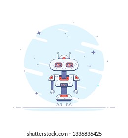 Picture of a cute robot. Droid icon. Flat style illustration.